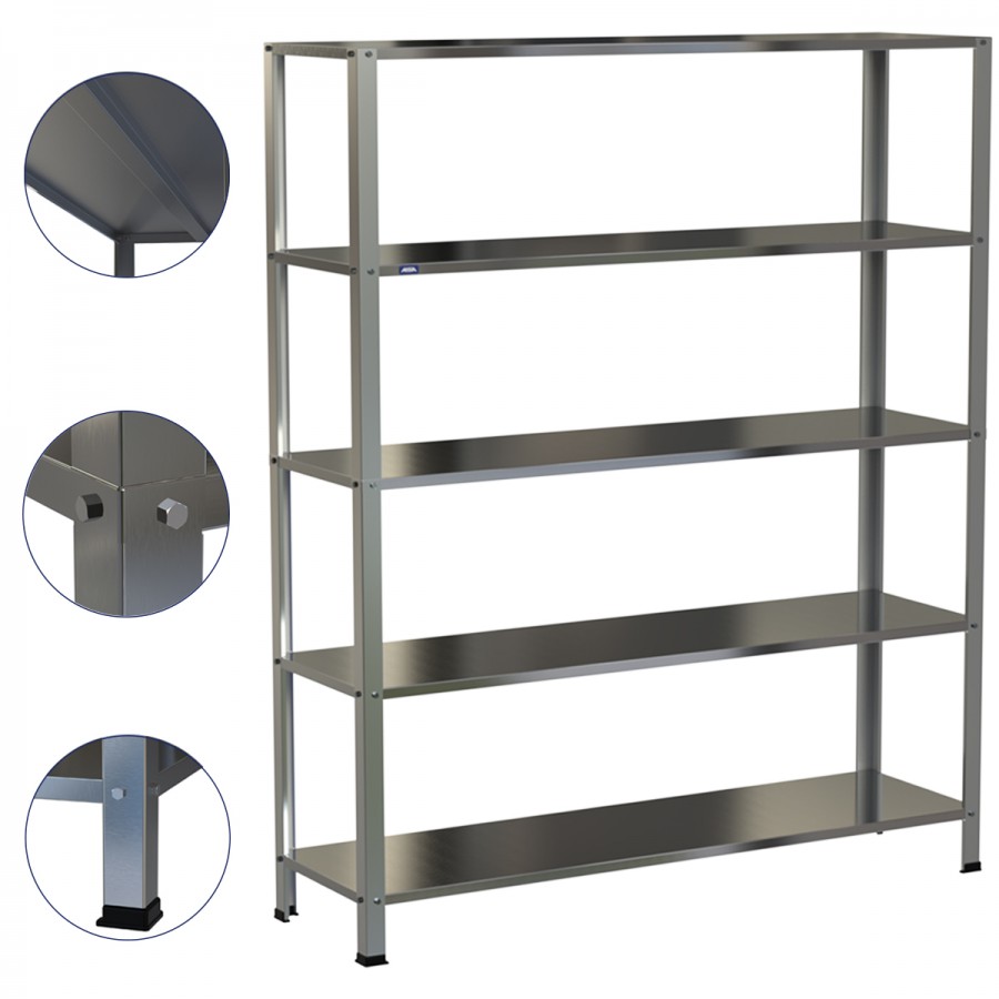 Estante Armário Prateleira Inox 5 Bandejas 400 X 1400 Aisa